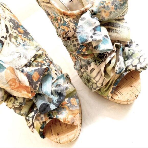 Nine West Highstreet Multi-Colored Ruffle Bootie Heels - Picture 2 of 6